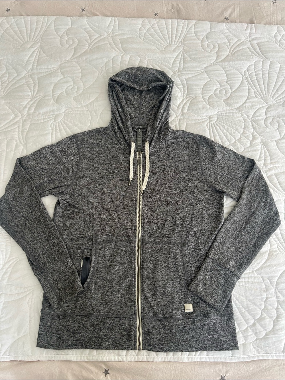 Vuori Women’s Halo Performance Heather Gray Full-Zip Hooded Jacket M